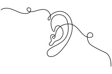 Kulak sembolü bir satır sanat minimalist ana hat vektör izole soyut tasarım illüstrasyon