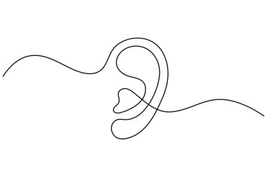Kulak sembolü bir satır sanat minimalist ana hat vektör izole soyut tasarım illüstrasyon