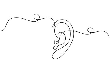 Kulak sembolü bir satır sanat minimalist ana hat vektör izole soyut tasarım illüstrasyon
