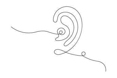 Kulak sembolü bir satır sanat minimalist ana hat vektör izole soyut tasarım illüstrasyon