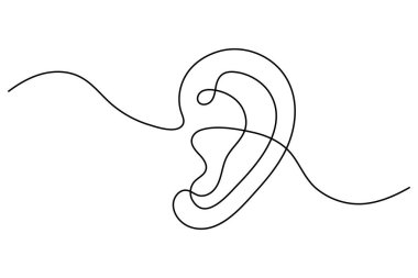 Kulak sembolü bir satır sanat minimalist ana hat vektör izole soyut tasarım illüstrasyon