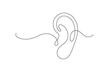 Kulak sembolü bir satır sanat minimalist ana hat vektör izole soyut tasarım illüstrasyon