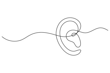 Kulak sembolü bir satır sanat minimalist ana hat vektör izole soyut tasarım illüstrasyon