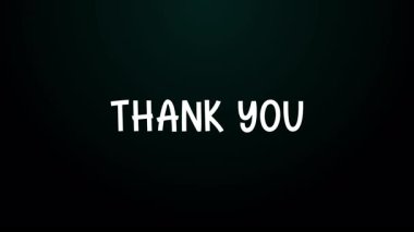 Beyaz teşekkür mesajı koyu renk arkaplan üzerinde patlayıcı mavi parçacıklar etkisi var. 4K video