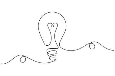 Ampul bir çizgi beyaz arkaplanda minimal biçim çiziyor