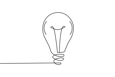 Ampul bir çizgi beyaz arkaplanda minimal biçim çiziyor