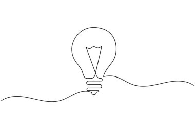 Ampul bir çizgi beyaz arkaplanda minimal biçim çiziyor
