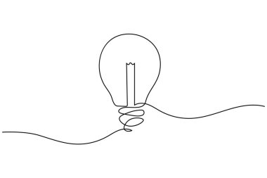 Ampul bir çizgi beyaz arkaplanda minimal biçim çiziyor