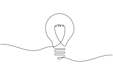 Ampul bir çizgi beyaz arkaplanda minimal biçim çiziyor