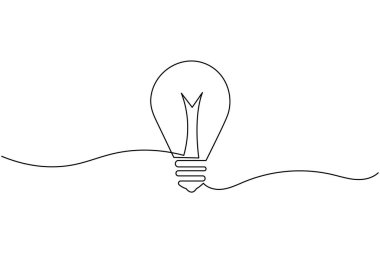 Ampul bir çizgi beyaz arkaplanda minimal biçim çiziyor