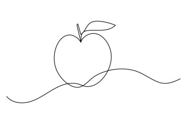 Minimalist sanat eserleri ve yaratıcı projeler için mükemmel tek satırlık sanat tarzında zarif elma çizimi