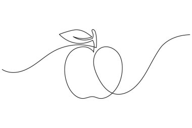 Logo, baskı ve asgari çizim için ideal sürekli çizgi sanat tarzı soyut elma taslak vektörü
