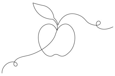 Logo, baskı ve asgari çizim için ideal sürekli çizgi sanat tarzı soyut elma taslak vektörü