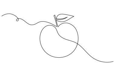 Logo, baskı ve asgari çizim için ideal sürekli çizgi sanat tarzı soyut elma taslak vektörü