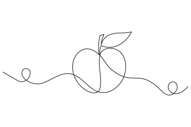 Logo, baskı ve asgari çizim için ideal sürekli çizgi sanat tarzı soyut elma taslak vektörü