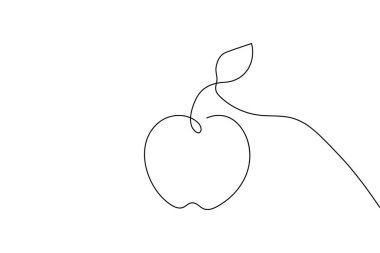 Logo, baskı ve asgari çizim için ideal sürekli çizgi sanat tarzı soyut elma taslak vektörü