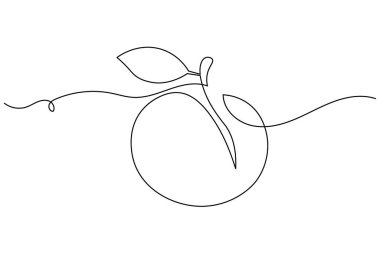 Apple minimalist tarzda sürekli bir çizgi çizer, sağlıklı yiyecekler, meyve sanatı ve modern tasarım için mükemmeldir.