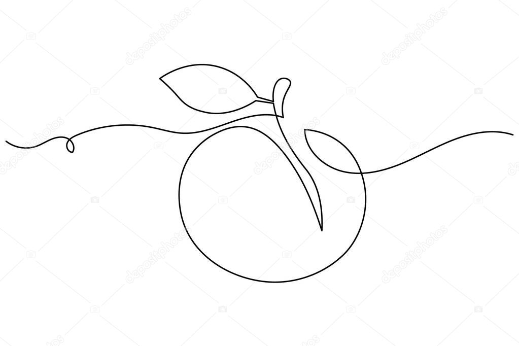 Apple continuous one line drawing in minimalist style, perfect for healthy food, fruit art, and modern design