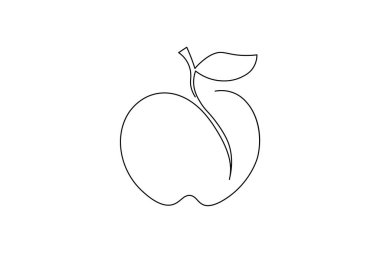 Simple apple line art illustration in continuous style, ideal for logo, decoration, and creative artwork