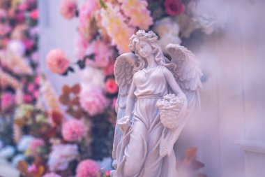 Stucco bebek düğünü, melek figürü, yakın plan, seçici fok.