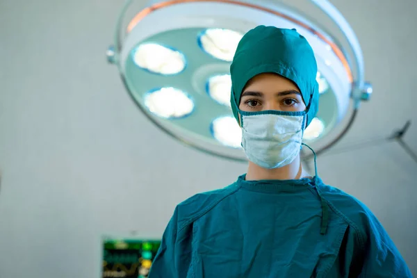 Portrait of surgeon standing in operating room,Ready to work on a patient,Medical worker in surgical uniform in the operating room in a hospital.