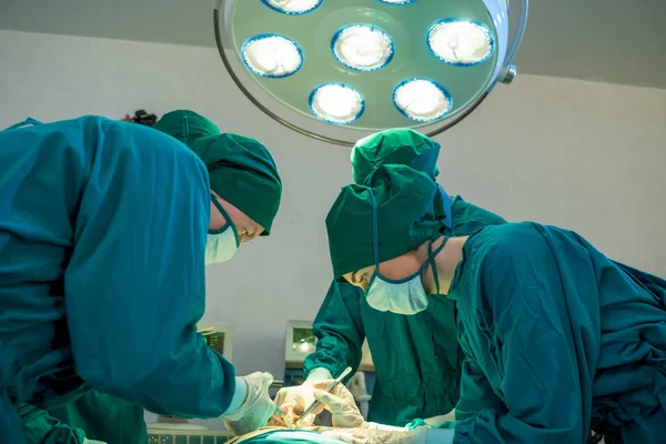 Chirurg Zespołowy Pracujący Nad Pacjentem Sali Operacyjnej — Zdjęcie stockowe