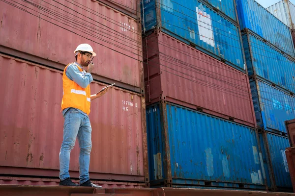 Caixa Contêineres Carga Contêiner Para Exportação Importação Carga Contêiner Industrial — Fotografia de Stock