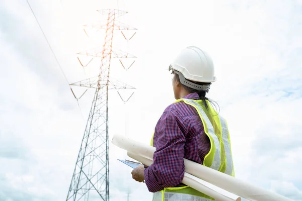 Woman Electrical Engineer Working Project Electrical Designs — Stock Photo, Image