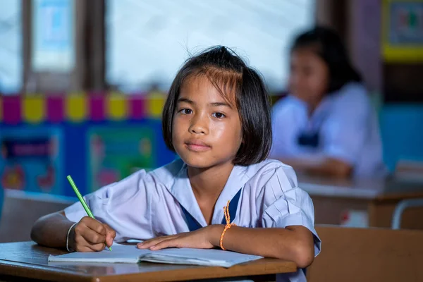 Niños Primaria Sentados Escritorios Aula Educación Aprendizaje Concepto Personas — Foto de Stock