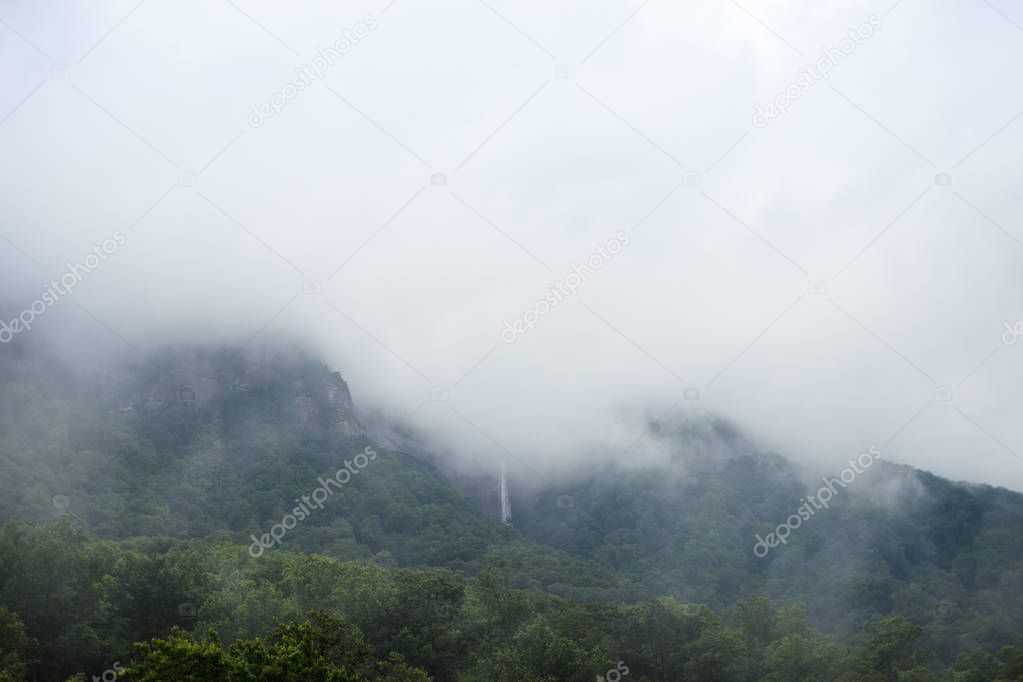 Mountains in the clouds. Chimney rock, NC, USA