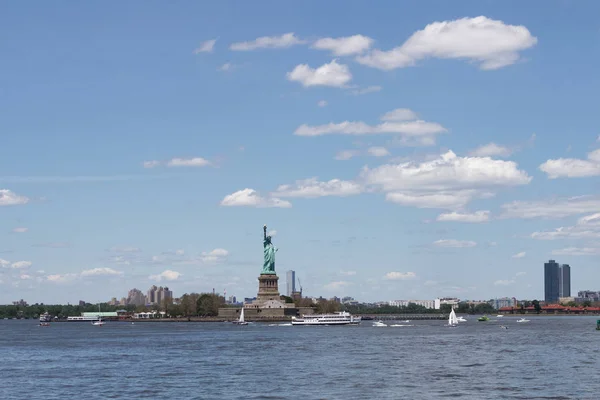 Estátua Monumento Nacional Liberdade Nova York Baía Nova York Com — Fotografia de Stock