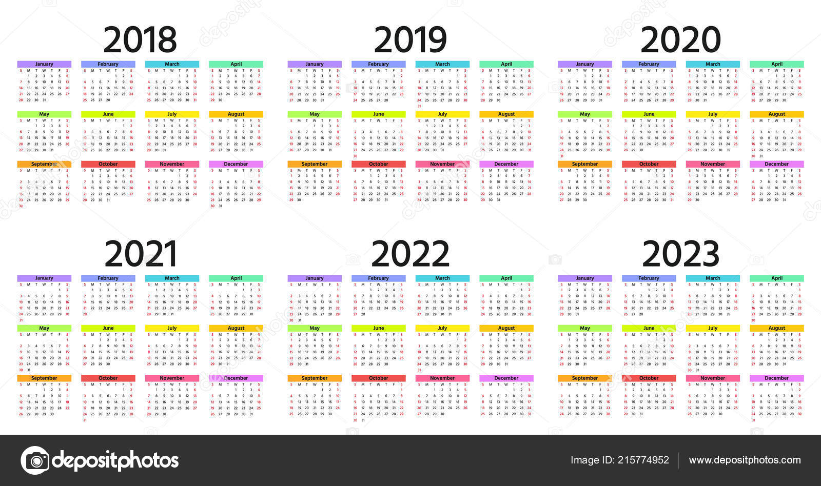 Calendar 2018 2019 2020 2021 2022 2023, Landscape Calendar 2017