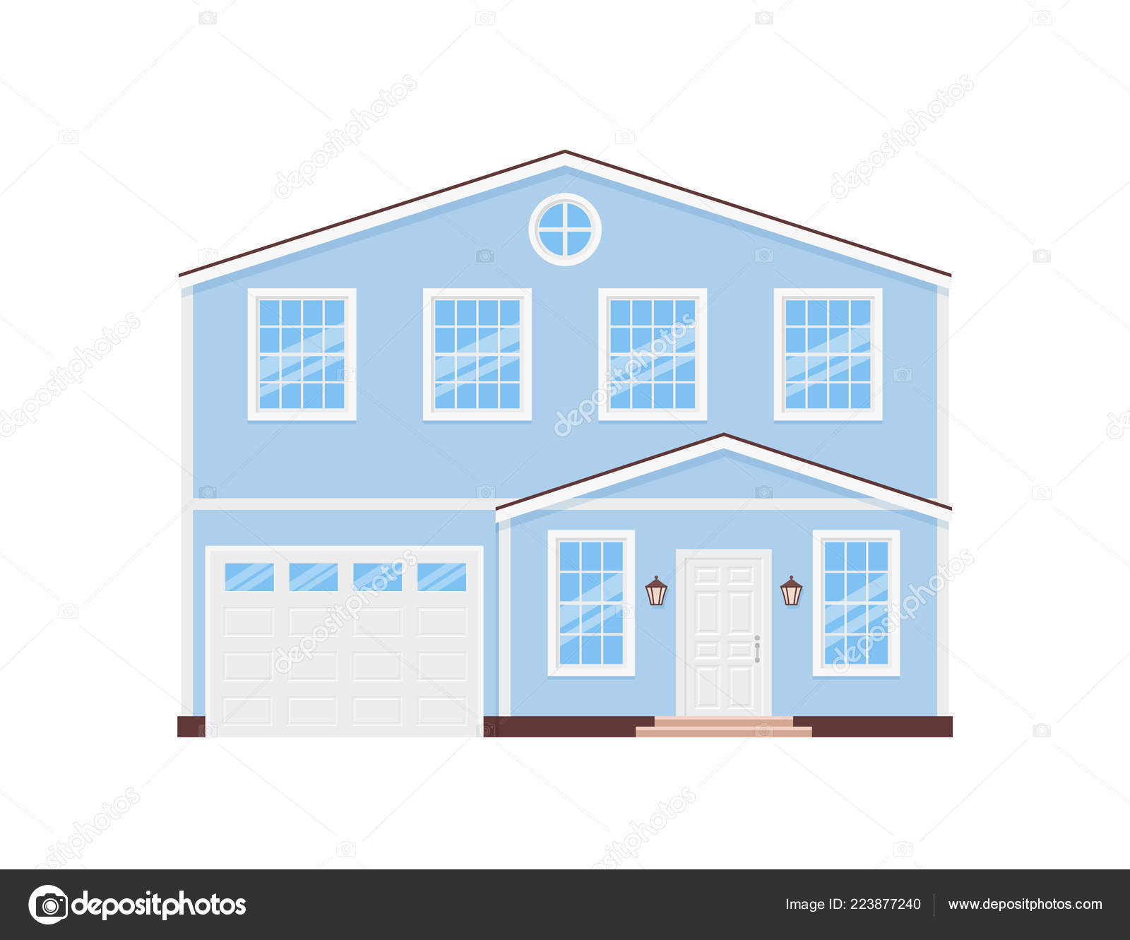 House Exterior Vector Modern Residential Cottage Home Facade