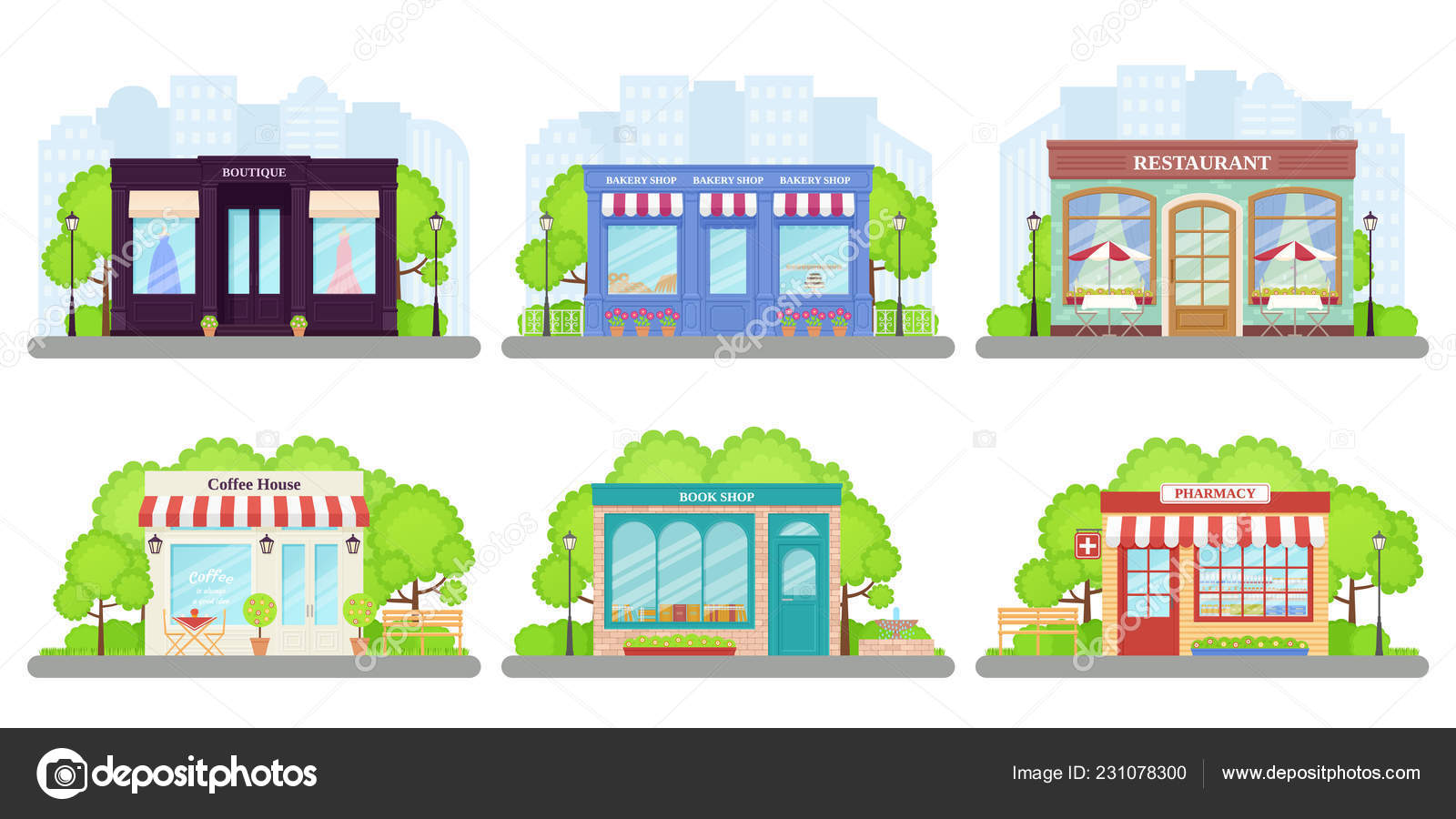 Shop Store Front Vector Storefront Boutique Cafe Restaurant Pharmacy
