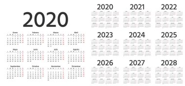 2020 Spanish Calendar. Vector illustration. Template year planne vector