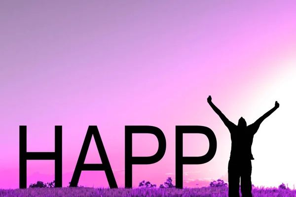 Sunrise adlı bir alanda bir kutlayan adamla mutlu metin