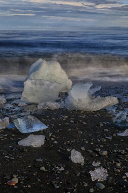 Diamond Beach, sahil, gün batımı İzlanda