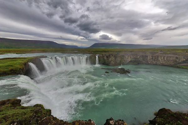 Μια Άποψη Του Godafoss Από Παρατήρηση Ράμπα Ισλανδία — Φωτογραφία Αρχείου