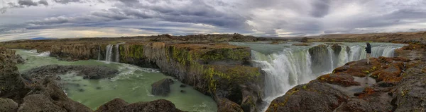 Basaltsäulen Aus Lava Vor 1000 Jahren Wasserfälle Island — Stockfoto