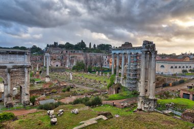 Via Dei Fori Imperiali, Forum alanı, eski Rmaon İmparatorluğu'nun merkezi. Roma, İtalya