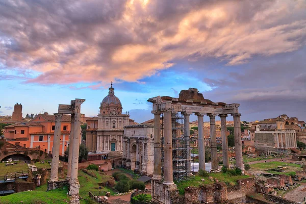 stock image Sunset Golden Hour Photos of Via dei Fori Imperiali, The Forum Area, Center of the Old Rmaon Empire.  Rome, Italy