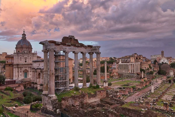 Tramonto Golden Hour Foto Dei Fori Imperiali Forum Area Centro — Foto Stock