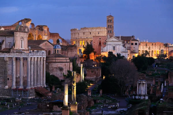 Sunset Golden Hour Photos Dei Fori Imperiali Forum Area Center — Stock Photo, Image