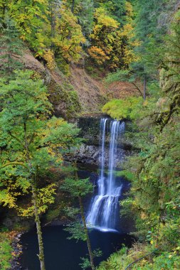 Sonbahar renkleri, şelaleler, uzun pozlama, sonbahar renkleri, Oregon