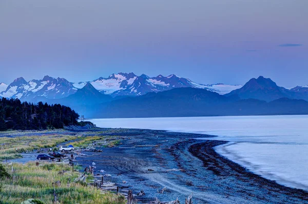 Sunset Mountains Alaska Seward Homer Exit Glacier Whales Puffins Otters — Stock Photo, Image