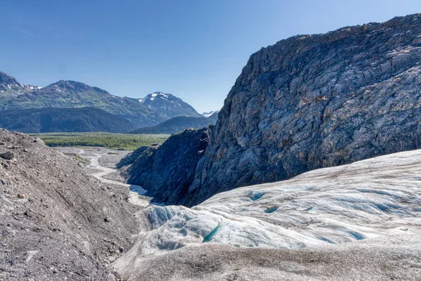 Solnedgång Berg Alaska Seward Homer Exit Glacier Valar Puffins Uttrar — Stockfoto