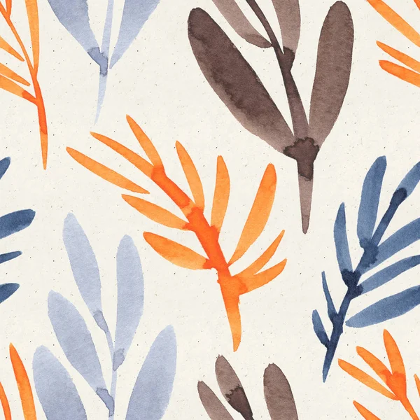 Seamless watercolor floral pattern on paper texture. Botanical background 