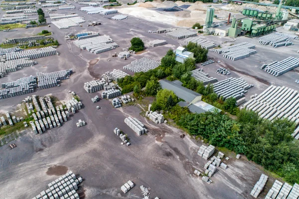 Koblenz, Germany 21.07.2018 Aerial view of factory for Blocks of concrete stones Building materials industry — Stock Image Koblenz, Germany 21.07.2018 Aerial view of factory for Blocks of concrete stones Building materials industry Royalty Free Stock Images