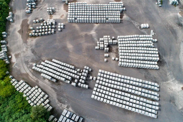 Aerial view of factory for Blocks of concrete stones Building materials industry products for homebuilding construction — Stock Image Aerial view of factory for Blocks of concrete stones Building materials industry products for homebuilding construction Stock Image