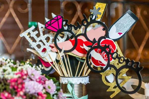 Retro Party ayarla gözlük, şapka, dudaklar, bıyıklar, maskeler photo booth parti düğün komik resimler tasarım